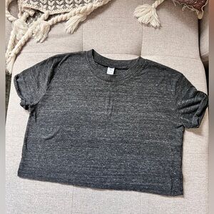 Alternative Grey Cropped Tee with Rolled Cuffs Size XS